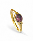 Anillo Solitario Turmalina Oval en bisel - Plata enchape oro 22K