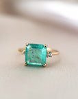 Anillo Solitario Cuarzo Verde Esmeralda Oro 18K