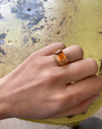 A pedido - Anillo Citrino Recto Bisel 15 mm argolla ancha.