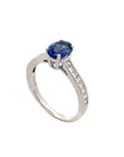 A pedido - Anillo Solitario Zafiro Oval con diamantes princess en oro 18K