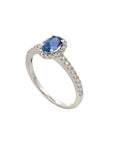 A pedido - Anillo Solitario Zafiro Oval Halo Diamantes y Brillantes en argolla oro 18K