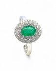 Anillo Solitario Esmeralda Oval doble halo diamantes
