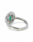 Anillo Solitario Esmeralda Oval doble halo diamantes