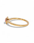 Anillo solitario zafiro rosado halo diamantes