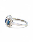 Anillo Tricillo Zafiros Rectangulares halo diamantes