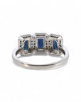 Anillo Tricillo Zafiros Rectangulares halo diamantes