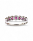 Anillo Cintillo Rubies en Halo de Brillantes
