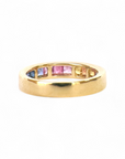 Anillo Cintillo Zafiros colores Oro 18K