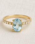 A pedido - Anillo Aguamarina Oval Con Argolla De Diamantes