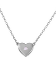 Collar cadena de plata 925 bañada en rodio y corazón con circón