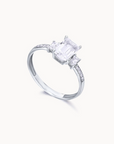 Anillo Tricillo Topacios blancos y diamantes Oro 18K