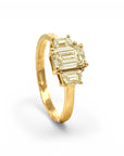 Anillo Tricillo Diamante Lab Emerald Cut Oro 18K