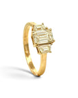 Anillo Tricillo Diamante Lab Emerald Cut Oro 18K