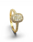 Anillo Solitario Diamante Lab Oval Cushion Halo Oro 18K
