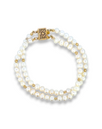 Pulsera Perlas naturales 4x5 mm doble con bolitas goldfilled y broche