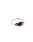 Anillo Oro Blanco con Diamante negro y Rubís