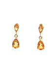 Aros Stud con Citrino y Oro Amarillo