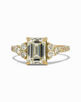 Anillo solitario diamante lab corte esmeralda 1,53 ct y brillantes oro 18k