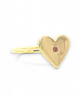 Anillo diseño corazón con granate en oro 18K