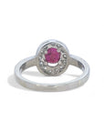 Anillo Solitario Rubí Halo Diamantes Platino
