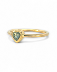 Anillo Solitario Zafiro Corazón en bisel oro 18K