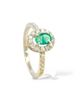 Anillo Solitario Esmeralda Oval 0,48 ct Halo de brillantes