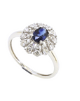 A pedido - Anillo Halo Zafiro Oval en oro blanco 18k