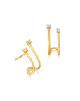 Aros Dobles en Oro Amarillo 18k y Diamantes