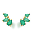 Aros de Oro Amarillo 18k y Esmeraldas Corte Gota