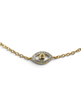 Pulsera Sophia Schneider Joyas de plata 925 enchapada en oro 18K con dije de ojo protector y diamantes brillantes