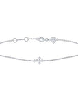 Pulsera eslabones con cruz diamantes en bisel 0,05 ct plata 925
