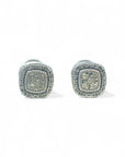 Aros stud cuadrados 7 mm con halo diamantes plata