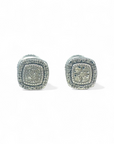 Aros stud cuadrados 7 mm con halo diamantes plata