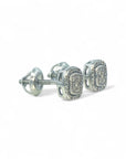 Aros stud cuadrados 7 mm con halo diamantes plata