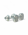Aros stud cuadrados 7 mm con halo diamantes plata