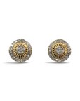 Aros stud Sophia Schneider Joyas de plata 925 con diamantes corte brillante en diseño circular de dos tonos