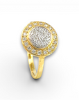 Anillo solitario diamante halo cluster oro 18K