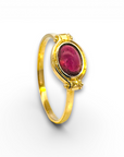 Anillo solitario turmalina roja oval en bisel oro 18K