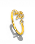 Anillo diseño letra R brillantes oro 18K
