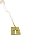 Cruz Calada en placa oro 18K con cadena