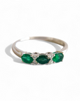 Anillo Cintillo Esmeraldas ovales y brillantes