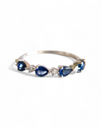 A pedido - Anillo Cintillo Zafiro gotas y brillantes