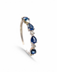A pedido - Anillo Cintillo Zafiro gotas y brillantes