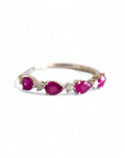 Anillo Cintillo Rubí gotas y brillantes