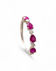 Anillo Cintillo Rubí gotas y brillantes