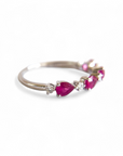 Anillo Cintillo Rubí gotas y brillantes