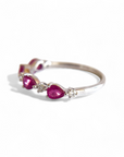 Anillo Cintillo Rubí gotas y brillantes