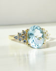 A pedido - Anillo Aguamarina Oval en Grifa 8 x 6 mm y Brillantes