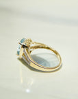 A pedido - Anillo Aguamarina Rectangular en Grifa 7 x 9 mm Halo y doble argolla