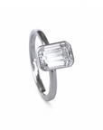 Anillo Solitario Diamante Laboratorio Corte Esmeralda 2 Ct Bisel Oro 14K